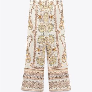 ZARA PRINTED LINEN BLEND PANTS